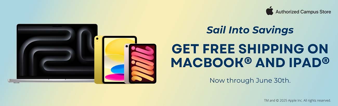 From now until June 30th, get free shipping on any MacBook or iPad order! Shop now!